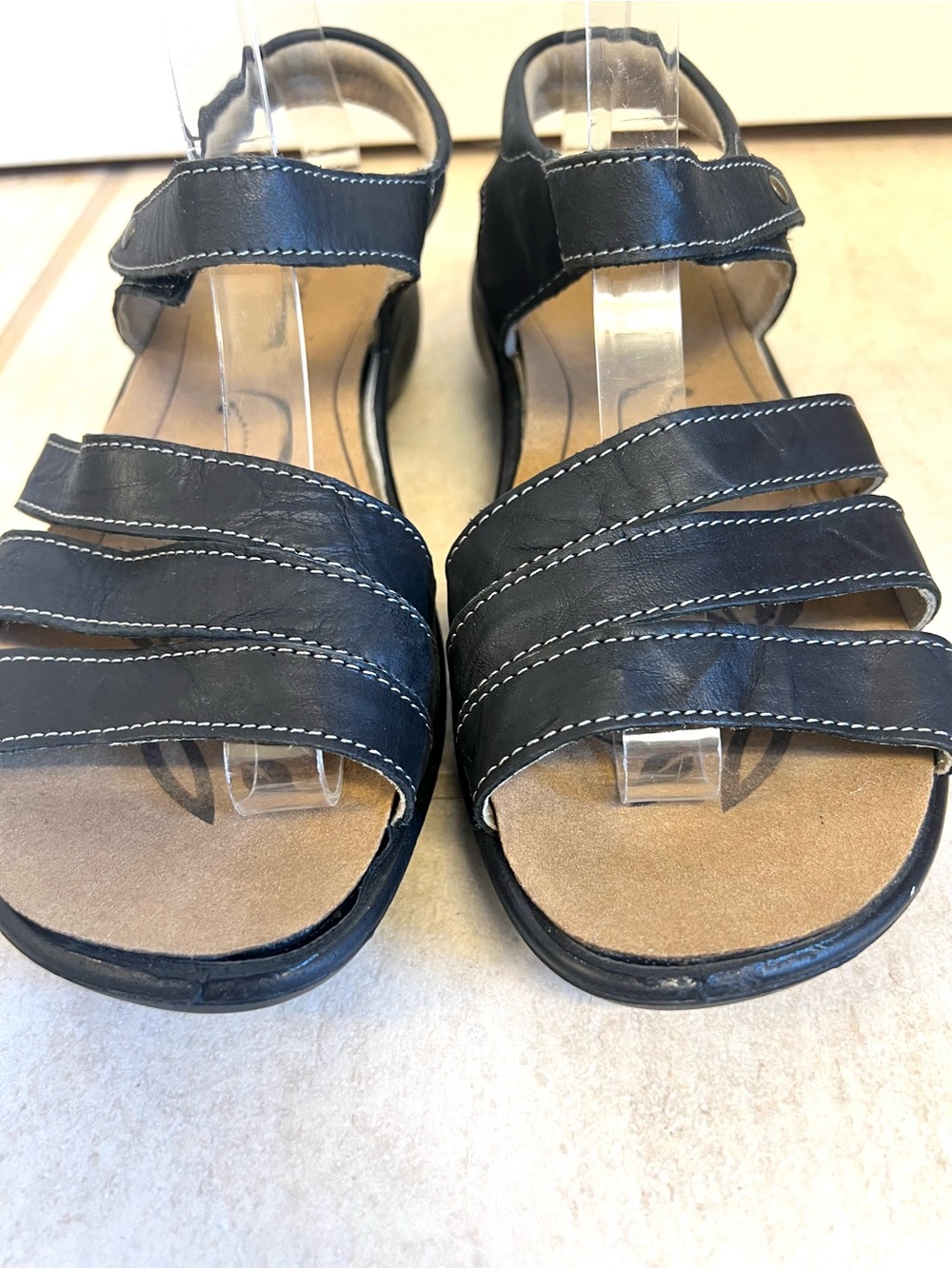 Romika Ibiza Black Leather Multi-Strap Women's Sandals 38EU 7.5M comfy travel - Picture 4 of 9